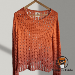 Sweater calado naranja