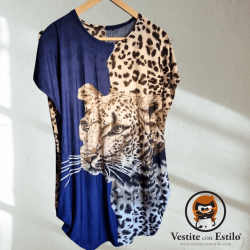 Remera animal print azul